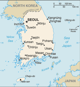 Map of Korea, South