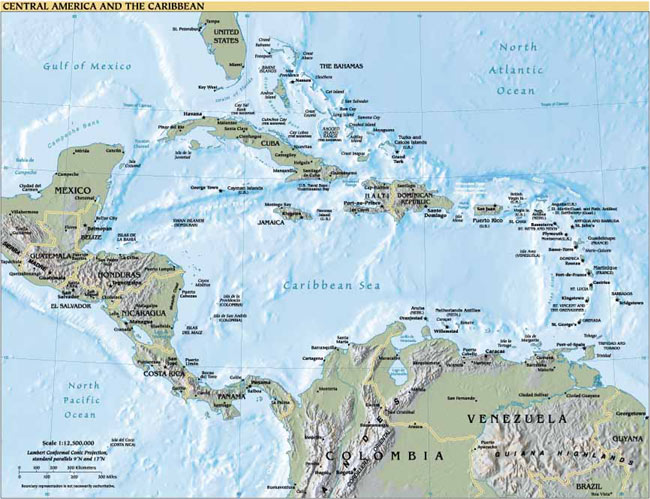 Central America and the Caribbean Map